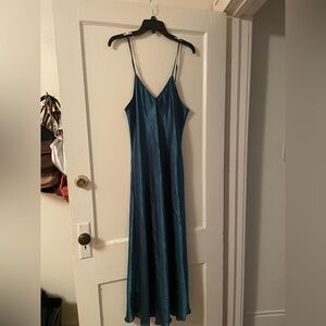 Elegant Teal Satin Slip Dress